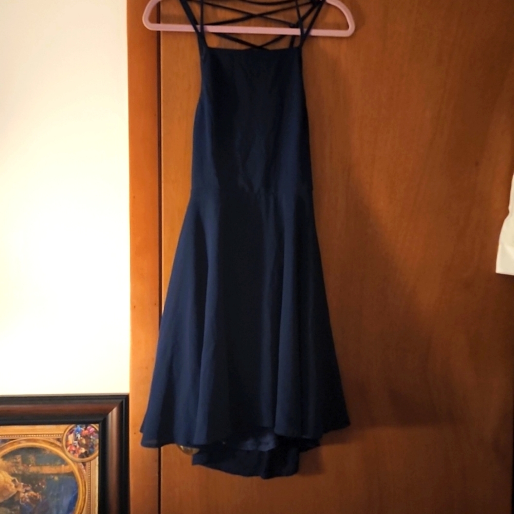 Navy strappy backless dress